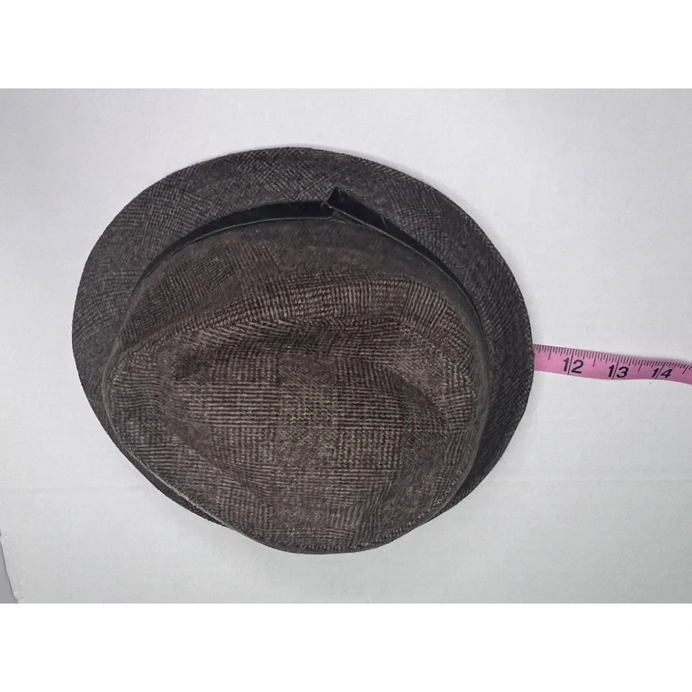 Decorated Originals Women's Brown Tweed Fedora Hat Satin Lining Short Brim
